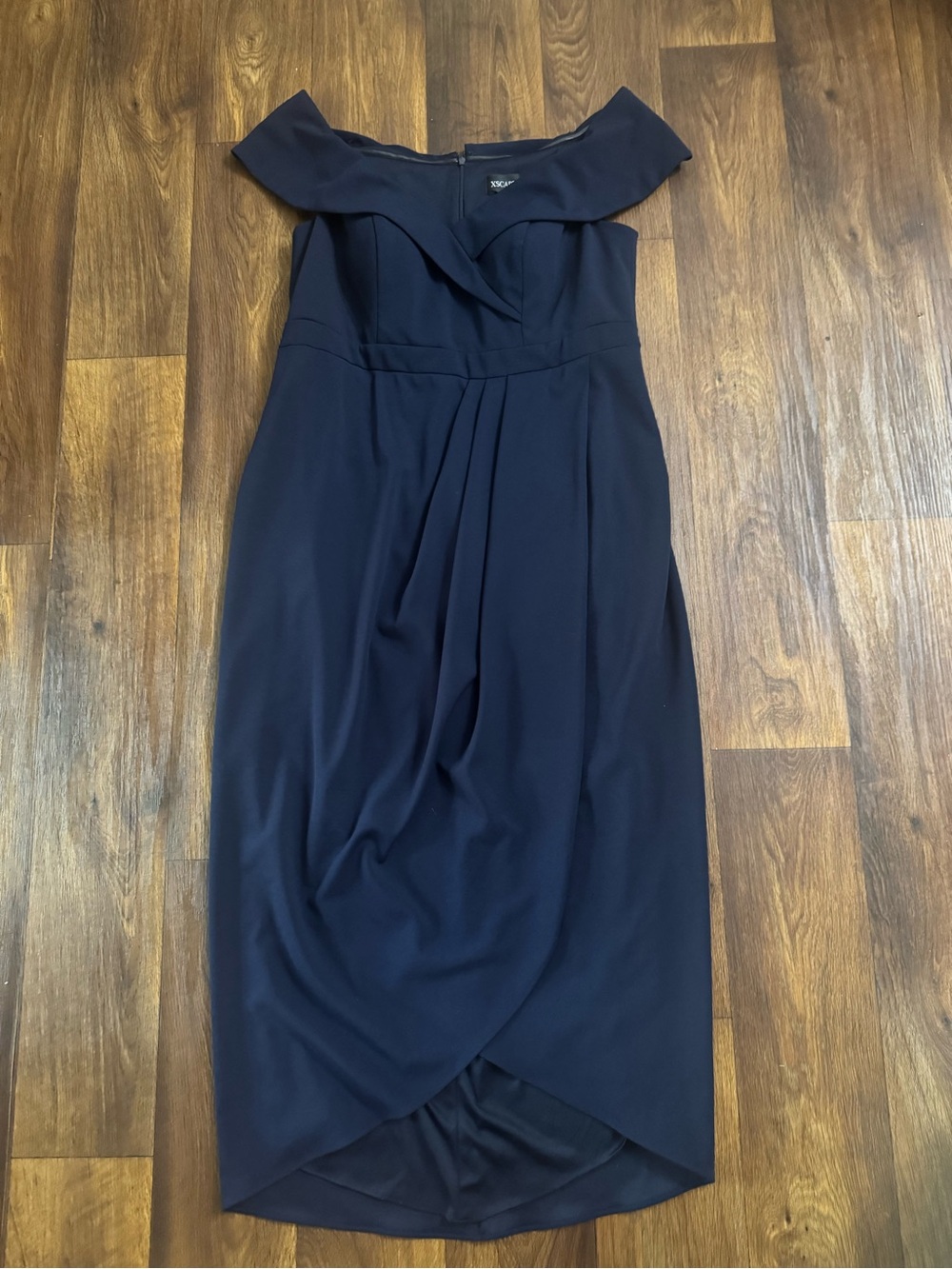 Xscape Navy Off-Shoulder Maxi Dress
